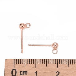 925スターリングシルバースタンドピアスパーツ  スタンプ925個付きイヤリングポスト  ローズゴールド  14mm  ヘッド：6x3mm  穴：1mm  ピン：0.7mm&nbsp;STER-K167-042B-RG