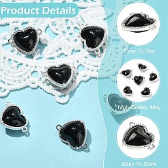 6 шт. экологически чистые сплавные стеклянные подвески-сердечки&nbsp;GLAA-YW0005-10