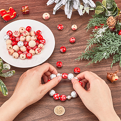 Расписные европейские бусины из натурального дерева WOOD-SC0001-83