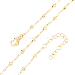 Женские ожерелья из латунной цепочки с круглыми шариками 3 мм NJEW-K271-09G