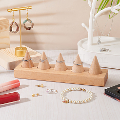 5-слотовые деревянные подставки для колец для пальцев RDIS-WH0011-08