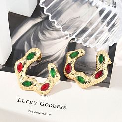 Серьги-гвоздики из нержавеющей стали 304 со стеклянными вставками&nbsp;EJEW-M070-17G-01