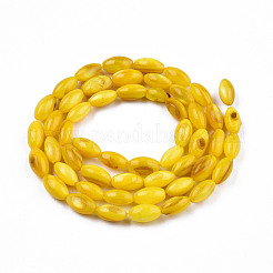 天然淡水シェルビーズ連売り  染め  ライス  ゴールド  7.5x4mm  穴：0.8mm  約51~52個/連  14.96インチ〜15.16インチ（38~38.5cm）&nbsp;SHEL-N026-212-B06