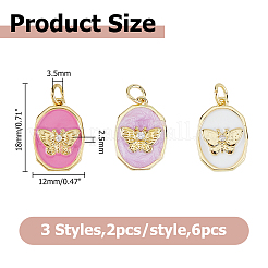 6шт 3 цвета латунные микропаве прозрачные кубические циркониевые подвески&nbsp;KK-HS0015-80