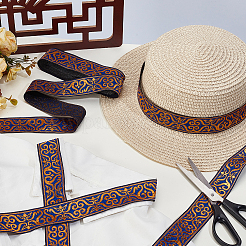 Винтажная жаккардовая лента из полиэстера&nbsp;OCOR-WH0111-92B