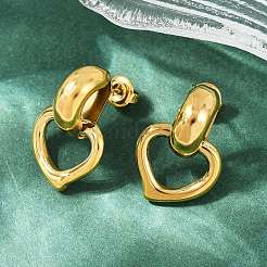 Серьги-гвоздики в форме сердца из нержавеющей стали 304 EJEW-K268-29G