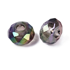 クリアアクリルヨーロピアンビーズ  大穴ビーズ  多面カット  フラットラウンド  ブラック  15x8mm  穴：4.7mm&nbsp;OACR-E033-25A