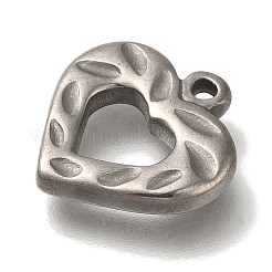 304ステンレスペンダント  ハートチャーム  アンティークシルバー  16.5x16x2.8mm  穴：1.8mm&nbsp;STAS-H223-19AS-03