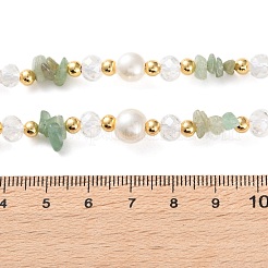 Ожерелья из смешанных драгоценных камней/стекла/ракушек и искусственного жемчуга и латунных бусин для женщин NJEW-S107-01A