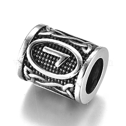 304ステンレススチールヨーロピアンビーズ  大穴ビーズ  ルーン/ futhark / futhorの列  アンティークシルバー  16.2x13.4mm  穴：8mm&nbsp;OPDL-G010-07AS-11A