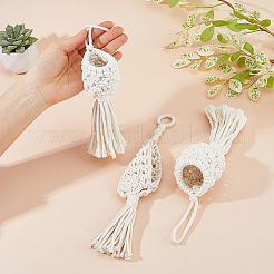 3 sac de rangement suspendu en coton tissé&nbsp;AJEW-FH0008-86