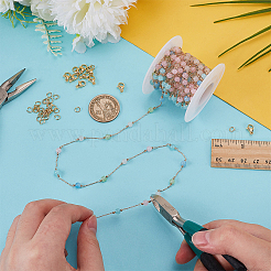 Наборы для изготовления браслетов/ожерельев из латуни и хрусталя с эффектом кошачьего глаза DIY-FG0007-97