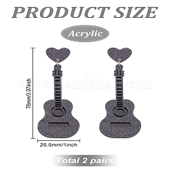 2 пара акриловых классических сережек-гвоздиков в виде гитары&nbsp;EJEW-LP0001-61