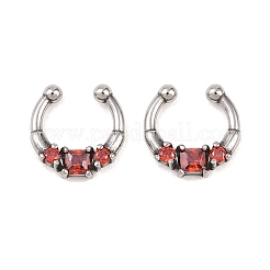 Кольца для носа из нержавеющей стали 316 с красными кубическими цирконами и паве&nbsp;AJEW-C044-14AS