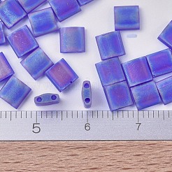 MIYUKIティラビーズ  日本製シードビーズ  2穴  （tl151fr）マット透明コバルトab  5x5x1.9mm  穴：0.8mm  約590個/50g&nbsp;SEED-X0054-TL0151FR