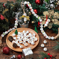 60 шт. 6 стиля круглые рождественские бусины в виде снеговика из дерева европейские WOOD-PH0003-05