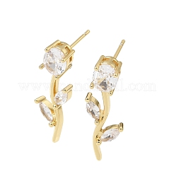 Boucles d'oreilles en laiton avec zircone cubique de micro pave&nbsp;KK-CBA8324-20G-05