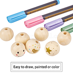 Круглые бусины из натурального необработанного дерева WOOD-PH0008-91-30mm