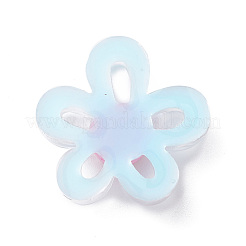 半透明の樹脂カボション  中空の花  ライトシアン  28.5x28x6.8mm&nbsp;RESI-K021-01F