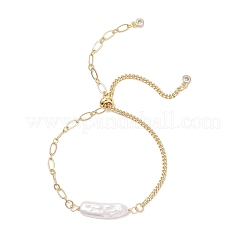 Браслеты-слайдеры из натуральных бусин жемчуга кеши&nbsp;BJEW-JB13351