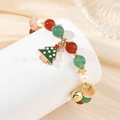 Braccialetti con ciondolo in lega smaltata a forma di albero di Natale&nbsp;BJEW-TA00754