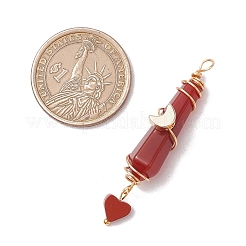 6 шт. 6 стиля подвески в форме пули в форме сердца из натурального сердолика&nbsp;PALLOY-JF03482-03