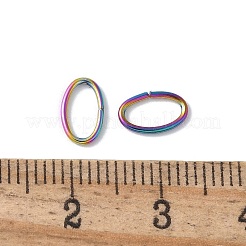 イオンプレーティング(IP) 304 ステンレス 丸カン  オープン丸カン  オーバル  虹色  20ゲージ  8x5x0.8mm  内径：3.5x6.5mm&nbsp;STAS-F221-40MC-A