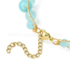 Braccialetti da donna in ottone con perline cat eye rotonde color azzurro cielo&nbsp;BJEW-JB10741