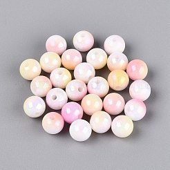 Perles en plastique opaque bicolores électroplaquées&nbsp;KY-N025-66B
