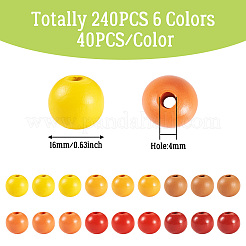 240шт 6 цвета натуральные деревянные бусины WOOD-TA0002-74D