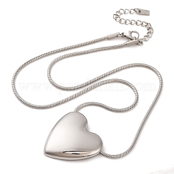 Не тускнеющая 304 нержавеющая сталь кулон в форме сердца круглая змея цепи ожерелья для женщин&nbsp;X-NJEW-G142-04P
