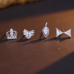 4 шт. элегантные серьги-гвоздики из стерлингового серебра s925 в виде короны VS4444-2