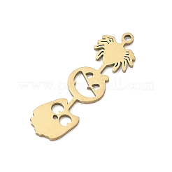 ハロウィン 201 ステンレス ペンダント  カボチャ、クモ、フクロウのチャーム  ゴールドカラー  31.5x9.5x1mm  穴：1.4mm&nbsp;SA-CBA6FBD-21G