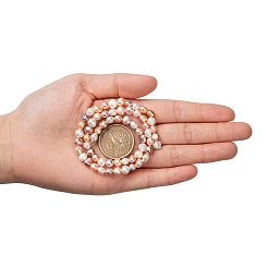 天然養殖淡水パールビーズ連売り  研磨両側  ナゲット  貝殻色  4~7x6~8x3.5~5mm  穴：0.6mm  約43個/連  13.19インチ&nbsp;LS-PEAR-T003-09