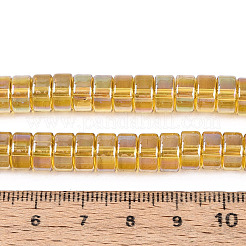 Ab couleur plaqué perles de verre transparent brins&nbsp;GLAA-T026-4x8mm-T01