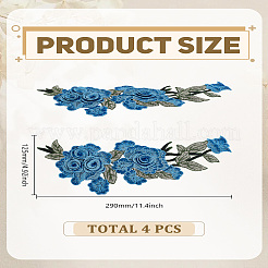 4 Stück Blumen-Applikationen aus Polyester zum Aufnähen.&nbsp;PATC-LP0001-11B