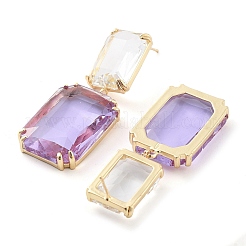 Boucles d'oreilles pendantes rectangle en verre&nbsp;EJEW-Q800-15E-KCG