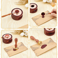 Timbri in ottone con sigillo in ceralacca e manico in legno&nbsp;AJEW-WH0412-0229
