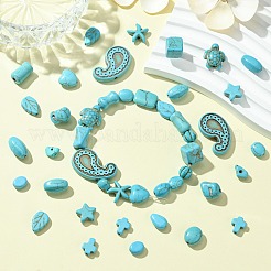 120шт 24 стиля синтетические бирюзовые бусины&nbsp;TURQ-CJ0001-81