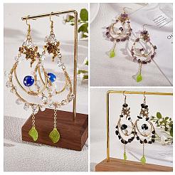 Puces d'obsidienne naturelle perlées grosses boucles d'oreilles pendantes en forme de larme&nbsp;EJEW-SW00016-02