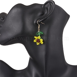 Orecchini pendenti con perline di semi di girasole in vetro e acciaio inossidabile 304&nbsp;EJEW-MZ00532-02