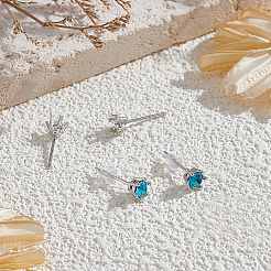 2 пара сережек-гвоздиков из стерлингового серебра с двумя оправами STER-BC0002-89B