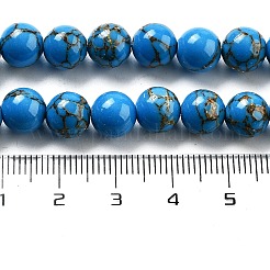 Синтетическая золотая линия бирюзовые бусы пряди G-H026-01E-02