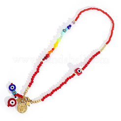 Бусы из бисера с подвеской в виде стеклянного сглаза&nbsp;CR3382