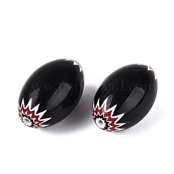 手作りのミルフィオリガラス樽ビーズ  シェブロンビーズ  ブラック  13~18x9~12mm  穴：0.6~5mm&nbsp;LA-N002-05E