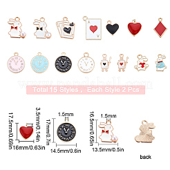 30pcs 15 pendentifs en émail en alliage de style&nbsp;ENAM-SC0002-47