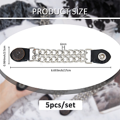 5 chaîne d'extension de gilet en fer et similicuir&nbsp;FIND-FH0010-92A