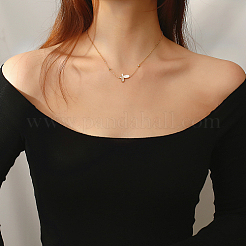 蝶のステンレス鋼のペンダントネックレス  シェルと  18KGP本金メッキ  15.75インチ（40cm）&nbsp;RT7802-1
