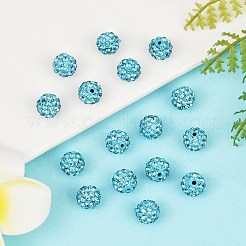 パヴェボールディスコビーズ  樹脂粘土ラインストーンビーズ  グレードA  ラウンド  アクアマリン  pp12（1.8~1.9mm）  8mm  穴：1mm&nbsp;RB-H258-8MM-202