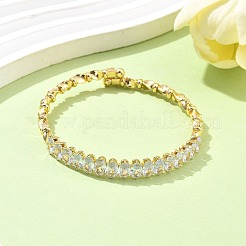 Овальные латунные браслеты-манжеты и кольца с микропаве из кубических цирконий для женщин SJEW-R002-06G-08